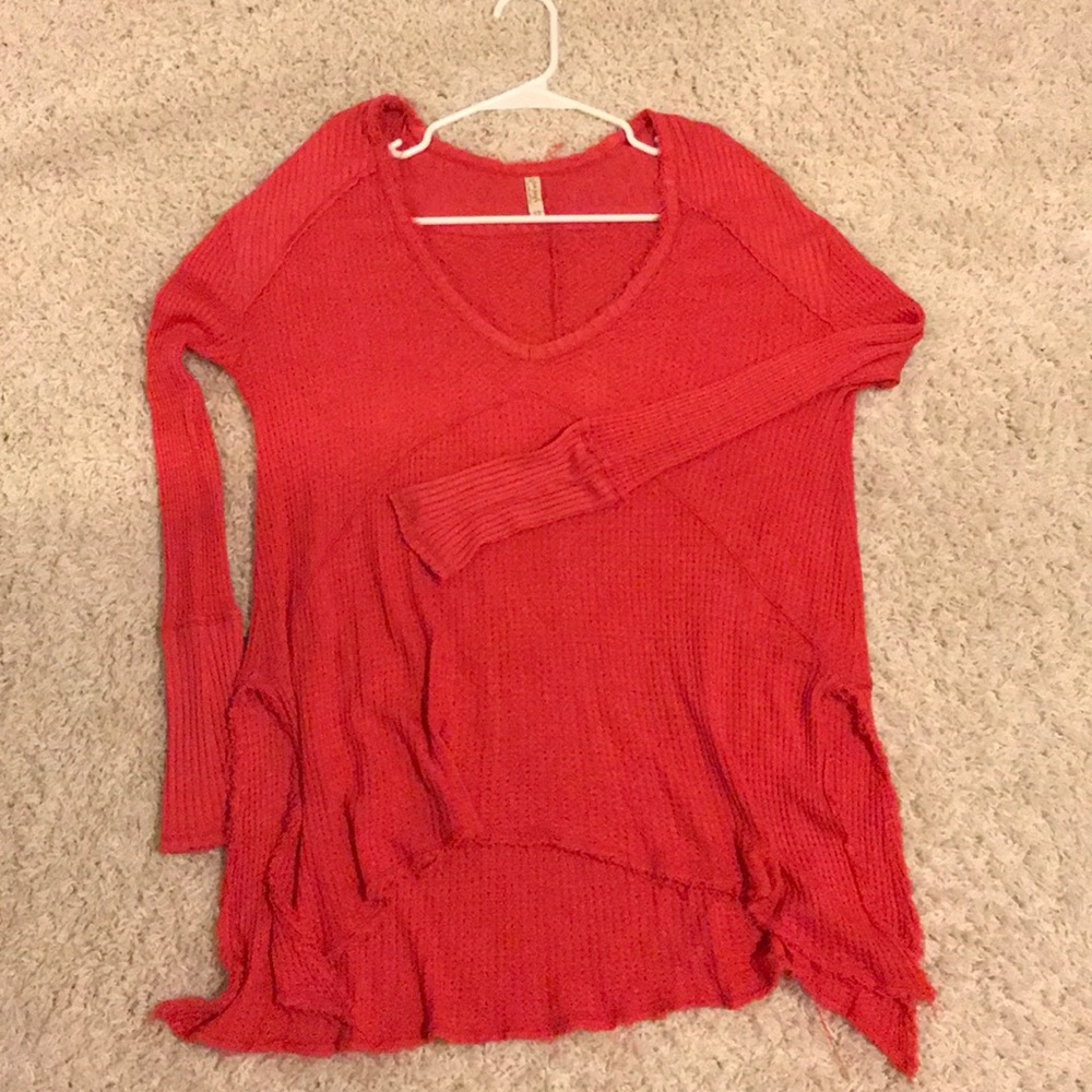 Free People pink thermal long sleeve